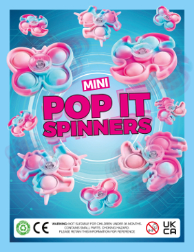 Mini Pop It Spinners + Free Display Card - 100 ct - 2 Vend