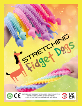 Stretching Fidget Dogs + Free Display Card - 100 ct - 1 Vend
