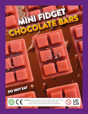 Mini Fidget Chocolate Bars + Free Display Card - 100 ct - 1 Vend